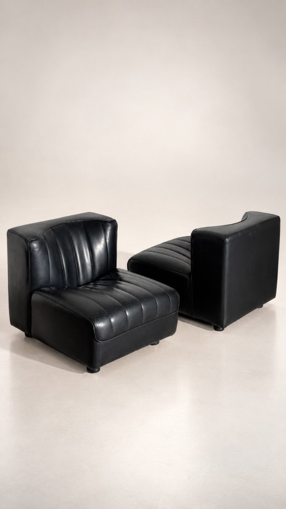 Divano Modulare '9000' in Pelle Nera di Tito Agnoli – Mobilier international, Divani modulari (photo 7 of 17)