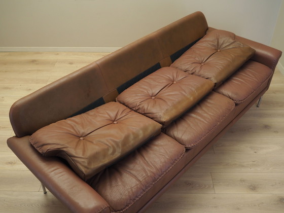 Image 1 of Canapé en cuir marron, Design danois, années 1960, Manufacture : AS Vejen Polstermøbelfabrik