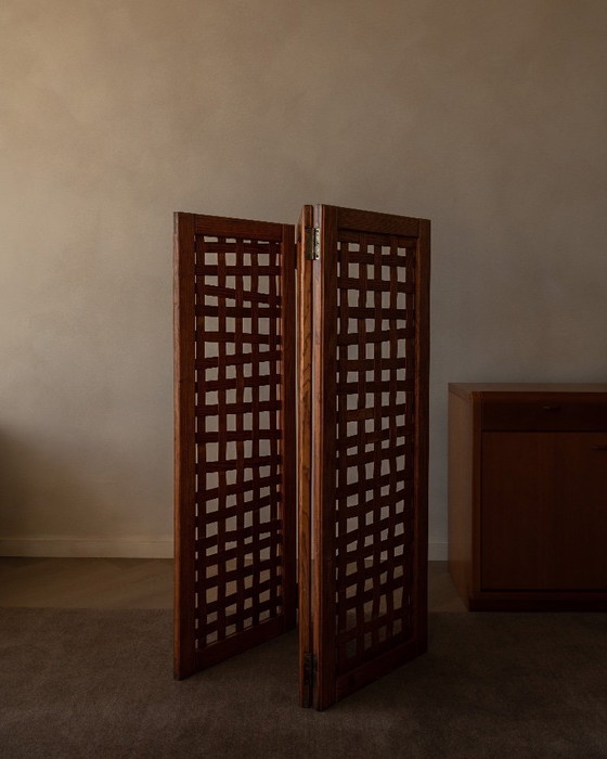 Image 1 of Divisorio per ambienti vintage in legno di pino, divisorio per ambienti a 3 parti