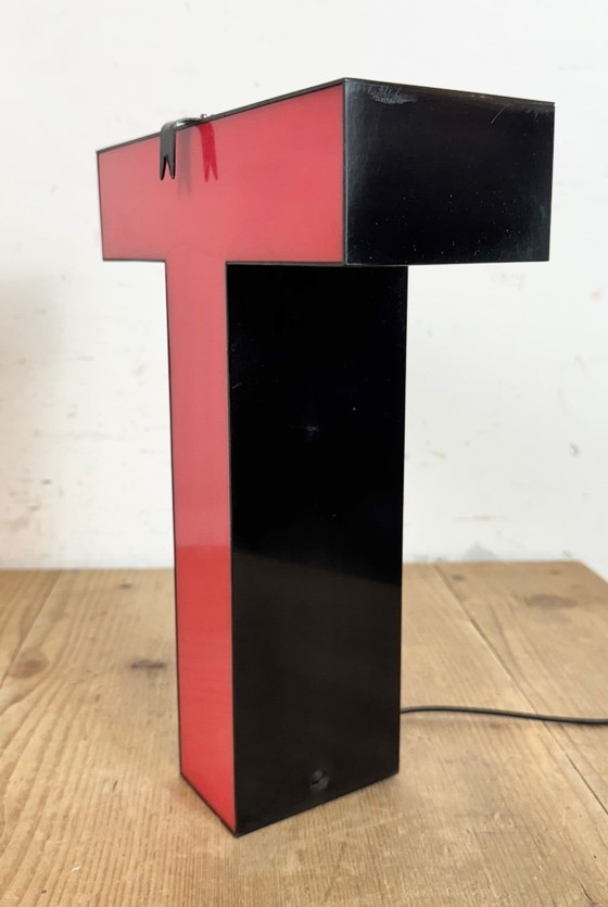 Image 1 of Vintage Red Illuminated Letter T , 1970s