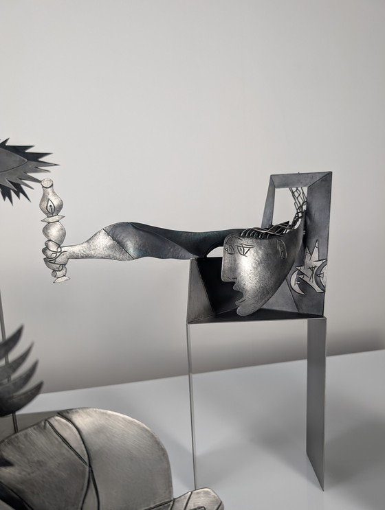 Image 1 of Sculptural Group "After Picasso" in Metal, Guernica Tribute, Late 20th Century
