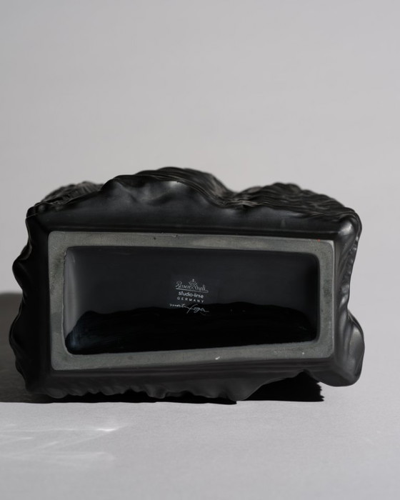 Image 1 of Martin Freyer Rosenthal Bisque Porcelaine Noire "Cascade" Vaas Brutalist Op-Art
