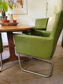 Set of 4 green leather Dining chairs Jess