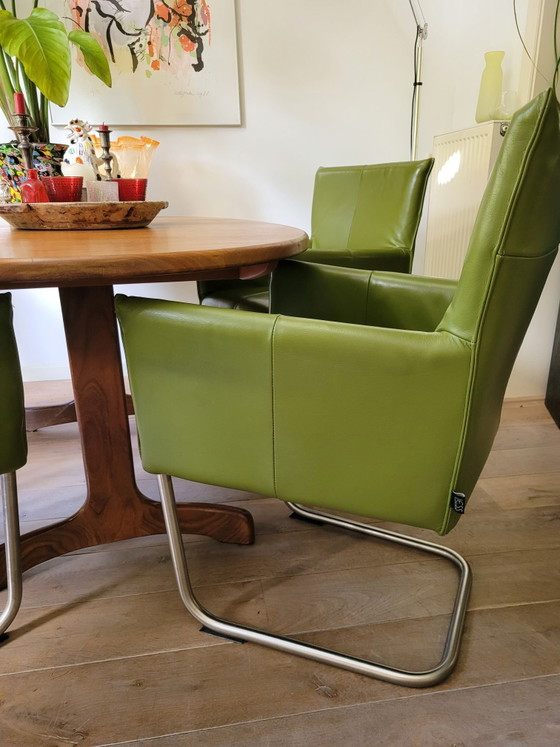 Set of 4 green leather Dining chairs Jess – Metal (photo 2 of 6)