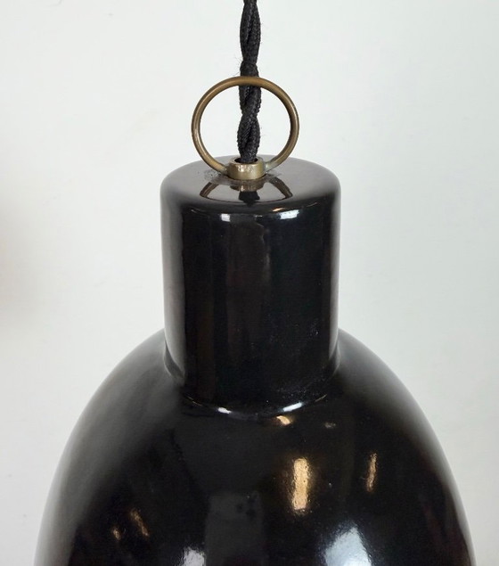 Image 1 of Small Industrial Black Enamel Ceiling Lamp, 1950s