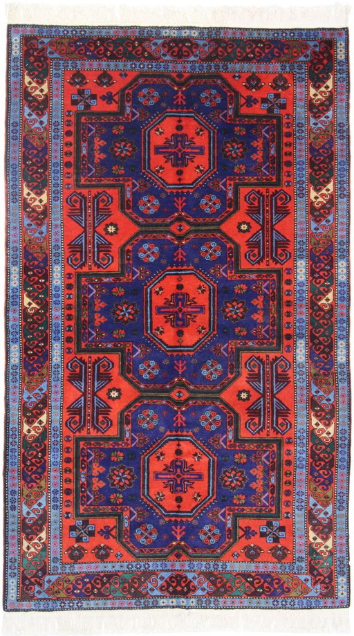 Origineel Kazachs-Russisch wollen tapijt, antiek, 230 x 135 cm