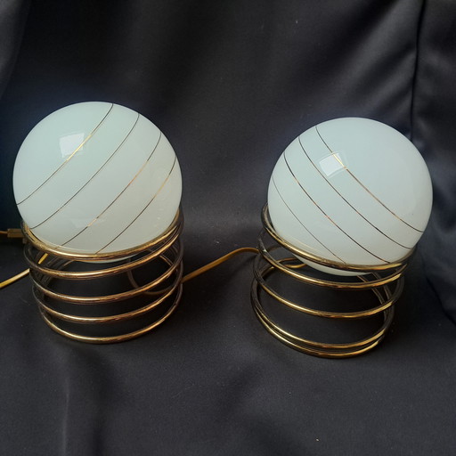 Set Of 2 Vintage Massive Table Lamps - Hollywood Regency Style - 1970s/80s