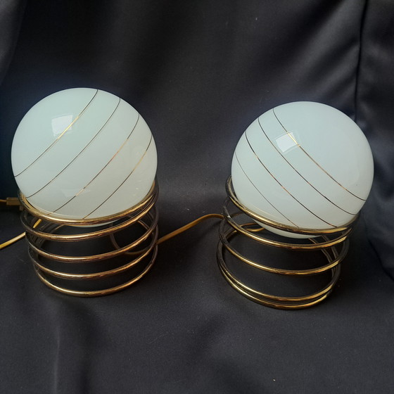 Image 1 of Set Of 2 Vintage Massive Table Lamps - Hollywood Regency Style - 1970s/80s