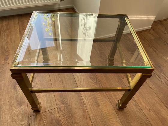 Image 1 of Tables d'appoint vintage Hollywood Regency en laiton et verre – lot de 2 – années 1970/80