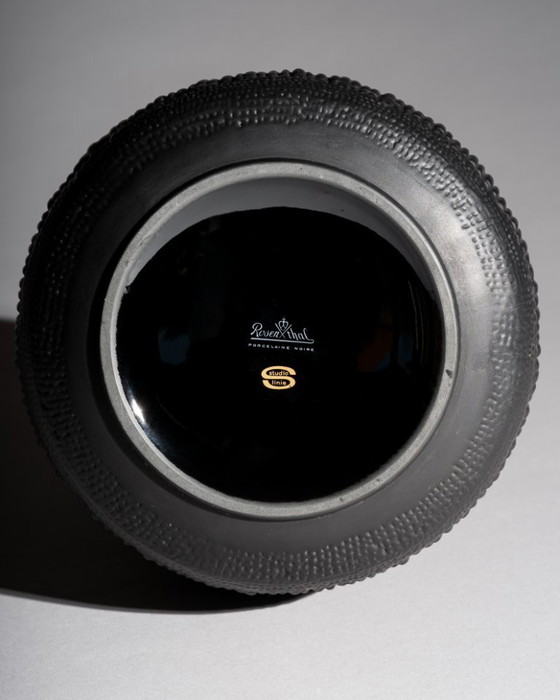 Image 1 of Black Porcelain Vase Trio Martin Freyer & Elsa Fischer-Treyden Rosenthal Op-Art