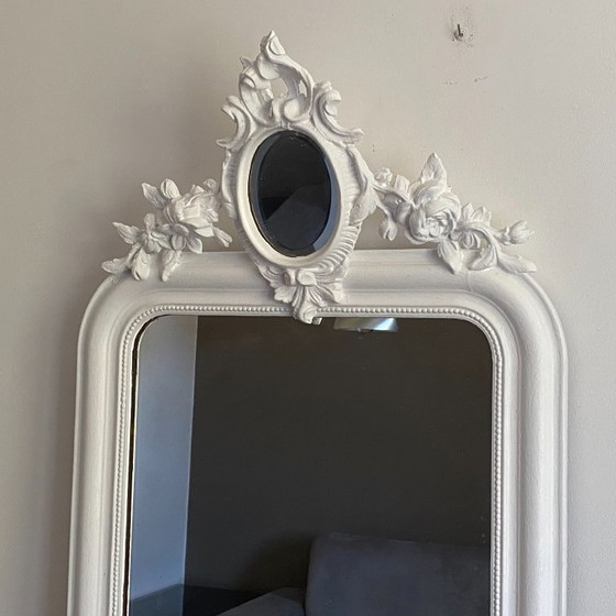 Specchio di fine XIX secolo con frontone decorato. 112x66. – Glass (photo 4 of 6)