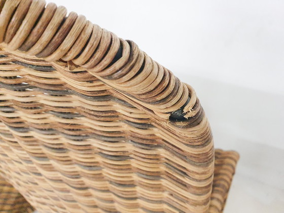 Image 1 of Set van vier rotan S-stoelen in de stijl van Verner Panton