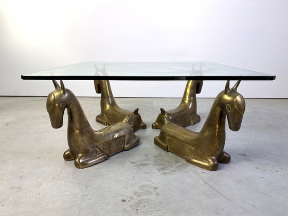 Vintage brass foal coffee table, 1970 – Glass (photo 10 of 11)