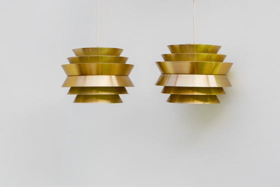 Lampade a sospensione Trava in metallo color ottone di Carl Thore, Svezia, prodotte da Granhaga – Applique (photo 2 of 13)