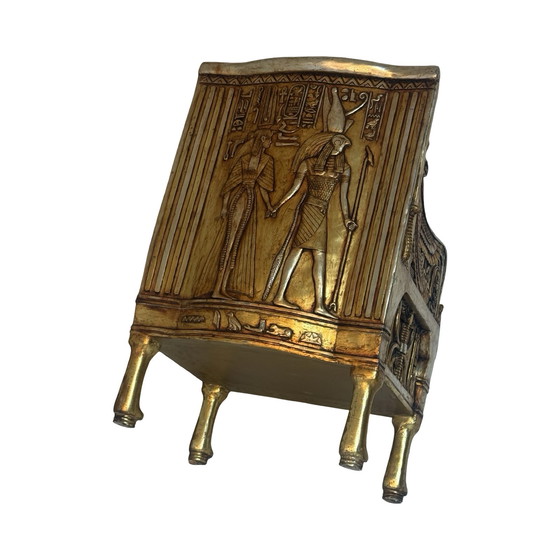 Image 1 of Handmade - Egyptian Pharaoh chair - Replica of King Tut’s Throne - FULL SIZE, Actual chair - Toscana Design - Gold leaf