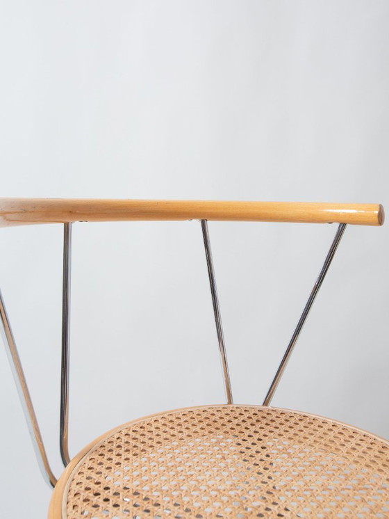 Image 1 of Stoelen met rotan zitting en chroom