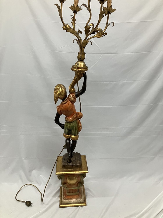 Image 1 of Beautiful Venetian Blackamoor Torchère Floor Lamp