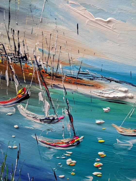 Image 1 of Evelina VINE - Abstracte boten - Kunstenaarsschilderij