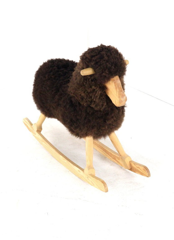 Image 1 of Pvol Kjer mouton à bascule danois vintage en véritable laine de mouton