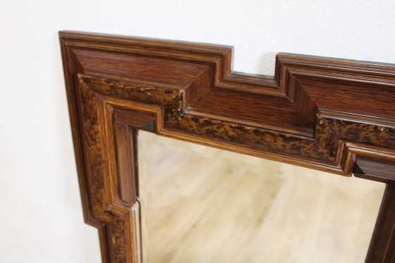 Image 1 of Grand miroir ancien encadré de bois. Miroir vintage sur pied.