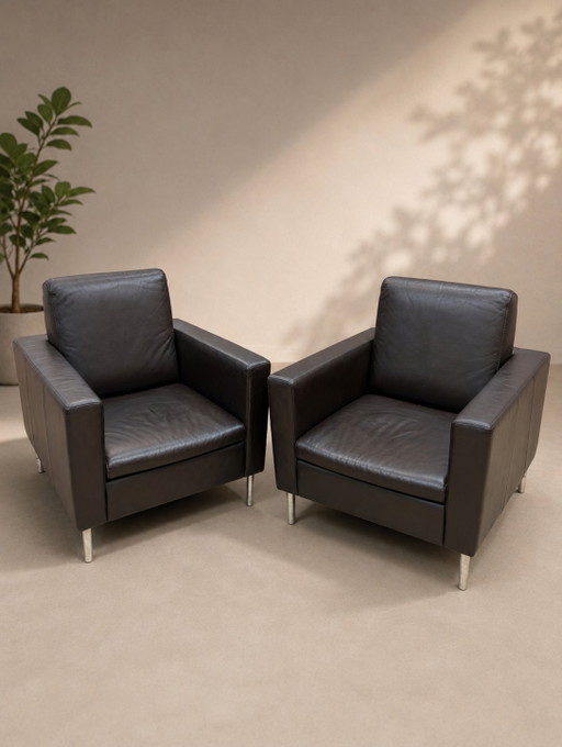 2 poltrone De Sede DS-4 Design in pelle marrone scuro