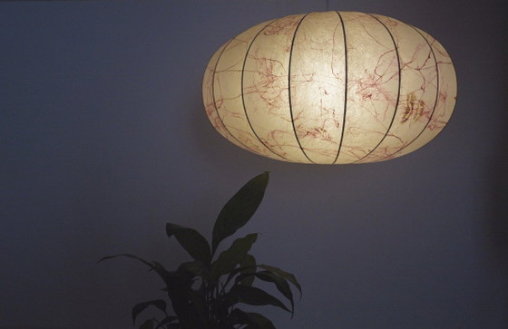 Image 1 of Italian Coccoon Pendant Lampshade Mid Century Modern Resin Large Hanging Light Vintage 1960s