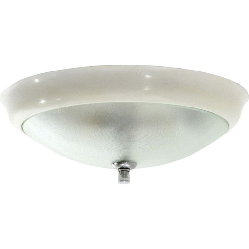 Vintage Deckenlampe aus geformtem Glas, Italien 1940