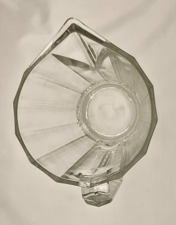 Jarra de cristal Bormioli Rocco - Italia - cristal prensado, corte biselado, forma Art Déco, mediados de (photo 3 of 8)