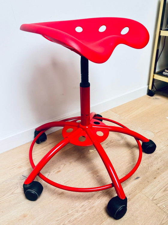 Sgabello vintage IKEA Traktor / sgabello sedile trattore – Rosso – Sedie girevoli, Plastica, Metallo (photo 3 of 9)