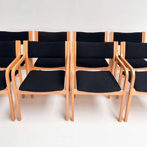 Set van 8 Scandinavische designstoelen van PO Korhonen, 1980's