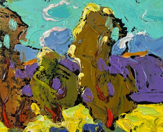 Image 1 of Original Oil Painting Summer Field Landscape The breeze brings peace