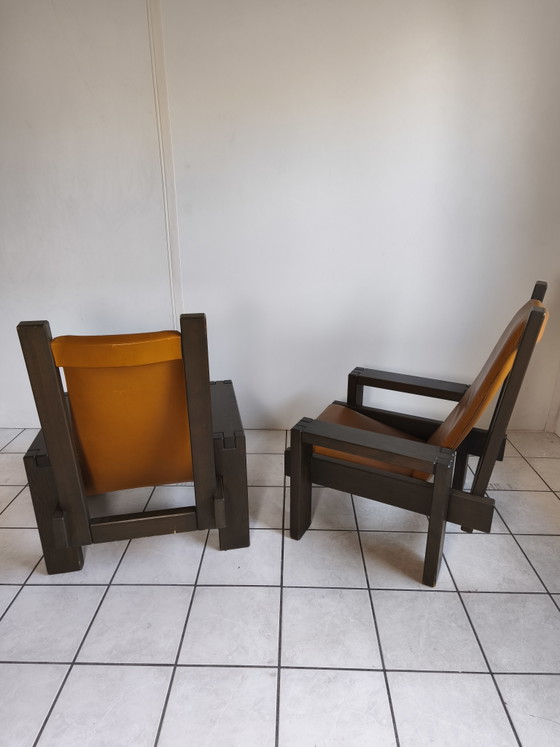 Fauteuils Lounge Sculpturaux en Cuir Années 80 Style Pierre Chapo – Chaises & fauteuils, Leather, Wood (photo 5 of 7)