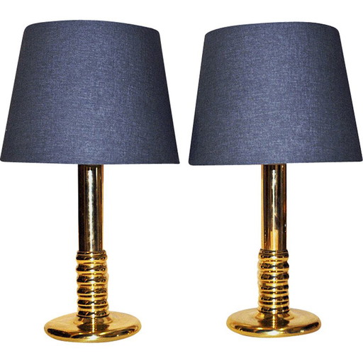 Paire de lampes de table IA typ 1723 en laiton, Suède 1970