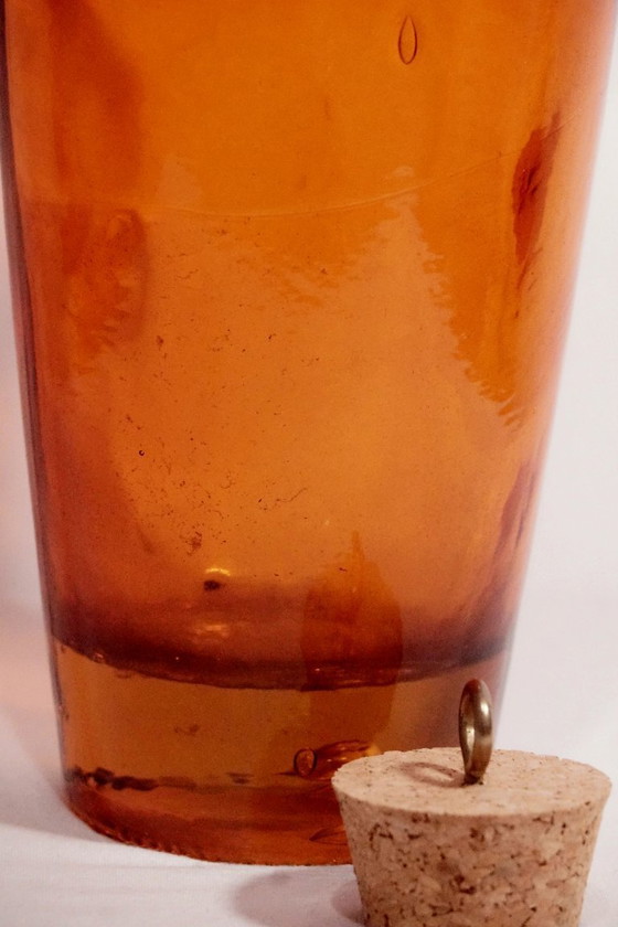 Image 1 of XXL Amber Glass Art Vase - Mid-Century Modern