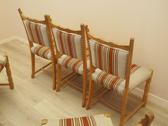 Set di Sedie da Pranzo di Henning Kjærnulf, Struttura in Rovere Massiccio, Danimarca, anni '60 – Textile (photo 12 of 13)