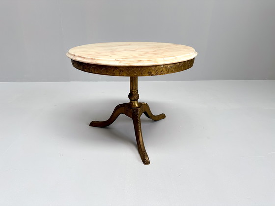 Image 1 of Table basse vintage en laiton et marbre, Mid Century, 1960S