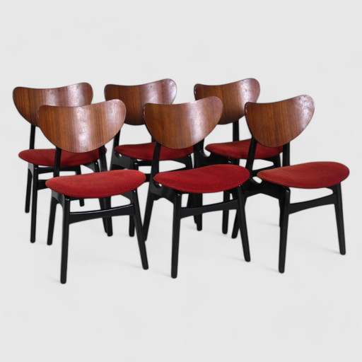 6X Chaises de salle à manger vintage G-Plan - Librenza, Rouge, 1950s/60s