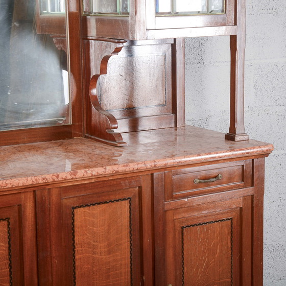 Buffet deux pièces avec miroir et 2 tiroirs – Vaisseliers, Art Nouveau (photo 13 of 18)