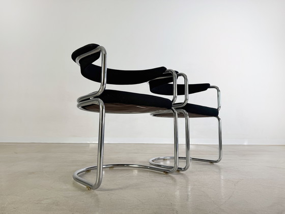Image 1 of Set van 2 Bauhaus sledestoelen chroom midcentury vintage