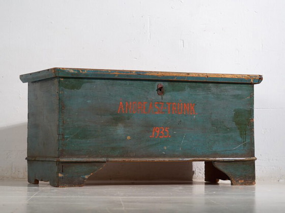 Baule antico con patina verde turchese (Anno 1935) #10 – Armadi contenitori (photo 23 of 30)