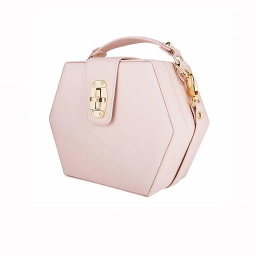Borsa Charlee di Bordon, in morbida pelle rosa nude.