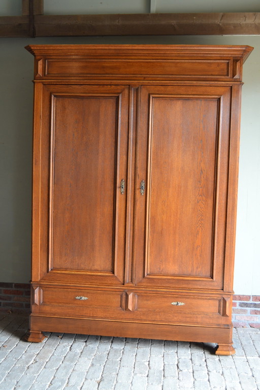 Large Antique Oak Wooden Louis Philippe Cupboard
