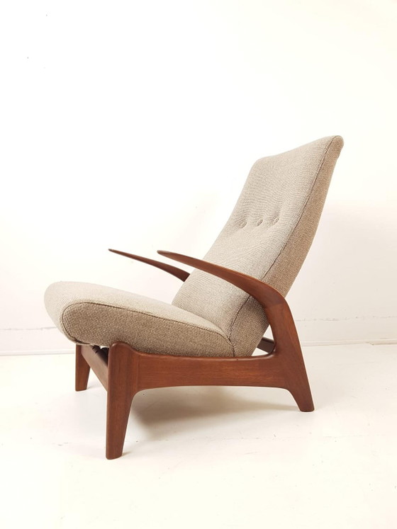 Fauteuil Gimson & Slater en tissu beige Ploeg | Teck réglable, récemment retapissé – Wood, Wool (photo 7 of 7)