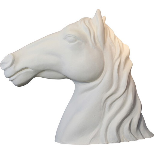 Scultura vintage "Testa di cavallo" in resina, Italia 1970