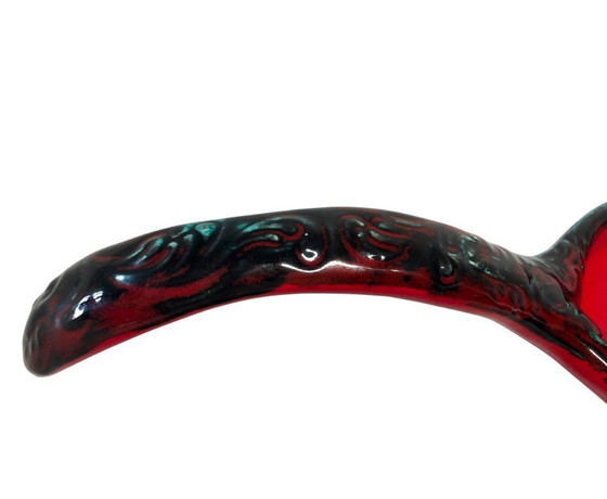 Image 1 of Large Vintage Red Ceramic Soup Tureen w Lid & Ladle Baroque Style Serving Bowl 38cm