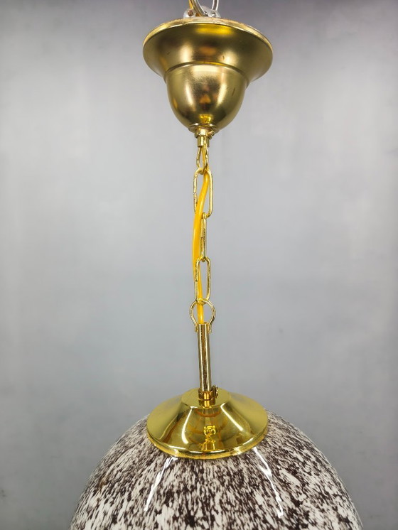 Image 1 of Tschechoslowakische Pendelleuchte aus Messing und Marmor mit Glaskugel, 1970er Jahre