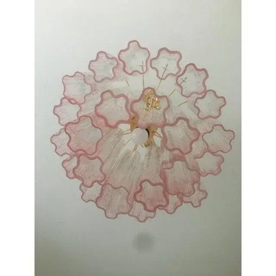 Image 1 of Par de candelabros Tronchi Venini de cristal de Murano estilo siglo XXI en color rosa desvanecido