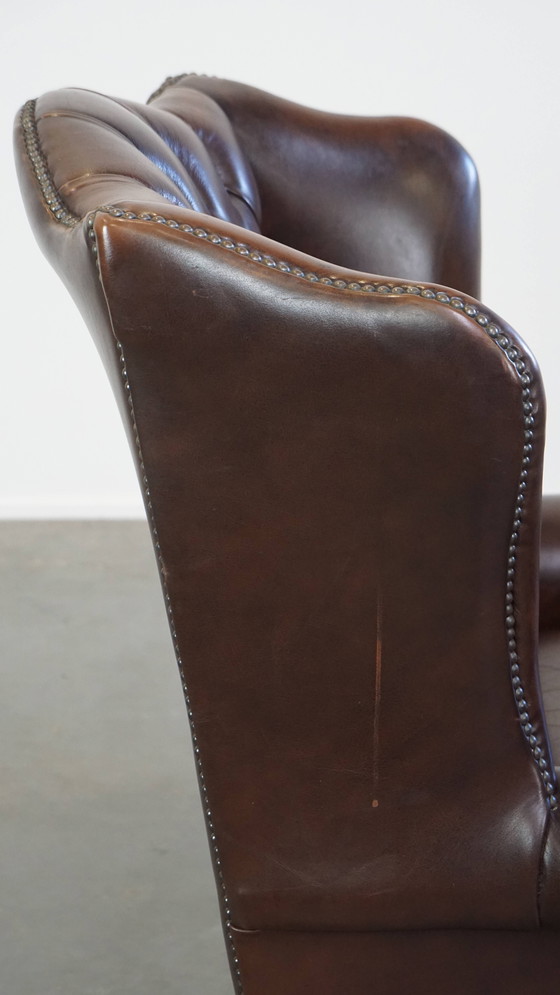 Image 1 of Beef Leather Chesterfield Ear Armchair