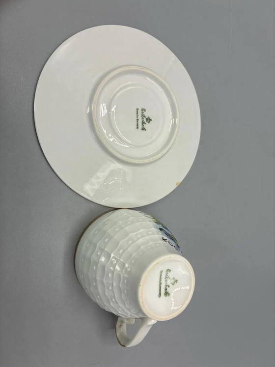 Coffee cup and saucer – Edelstein Bavaria – Koblenz pattern – gilded relief porcelain – Decorative Objects (photo 3 of 3)