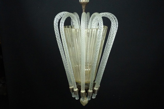 Image 1 of Raro lampadario in vetro di Murano Art Déco di Archimede Seguso, Italia, anni '30